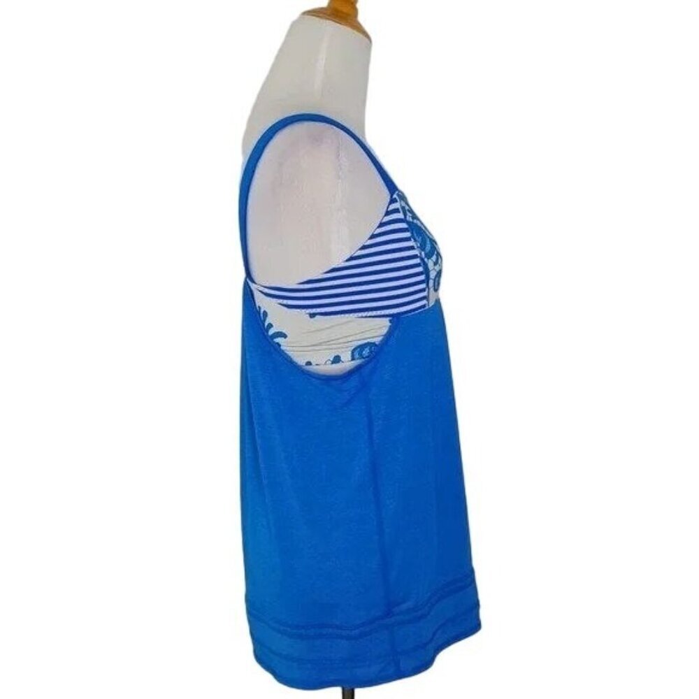 Lululemon Athletica Blue Floral Run Times Workout Tank Top - Picture 3 of 7